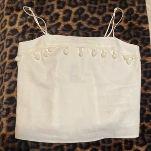 Express cropped tank - white with tassel details and adjustable straps